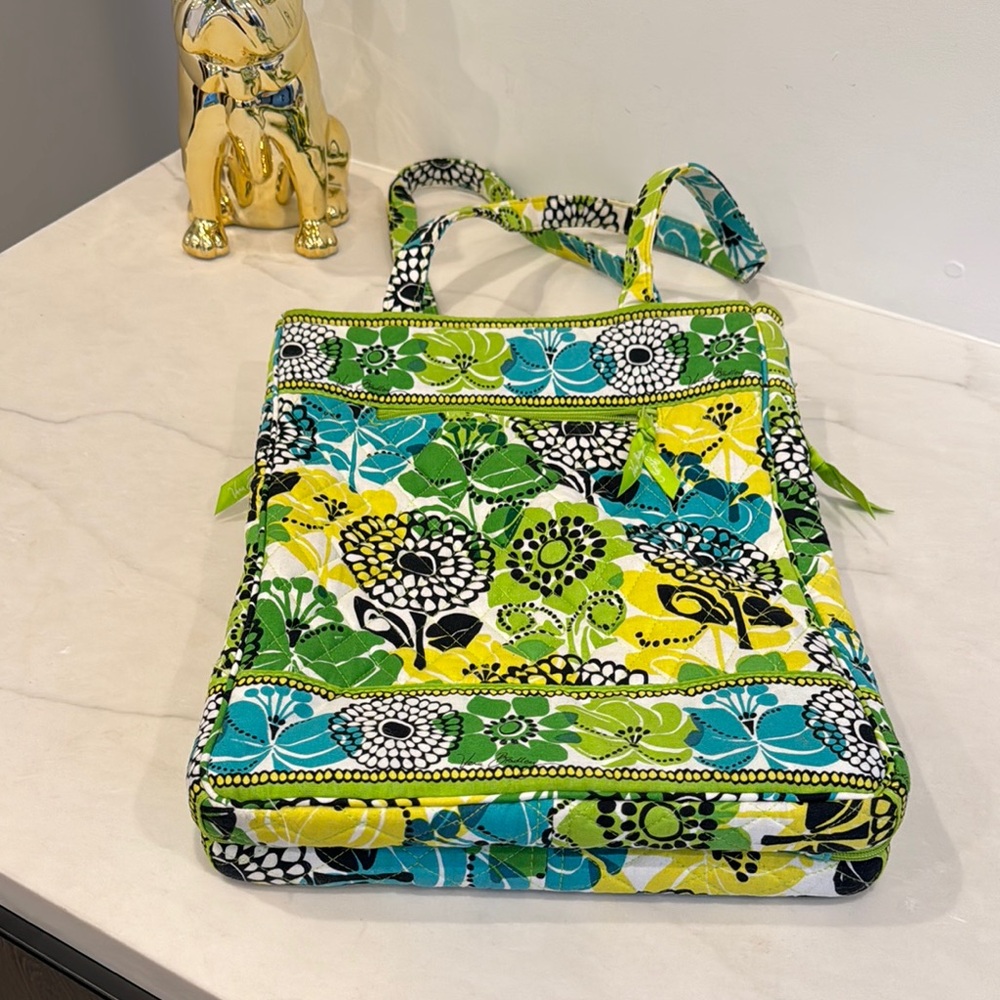 Vera Bradley Green and Yellow Laptop Bag with Nature-Inspired Design